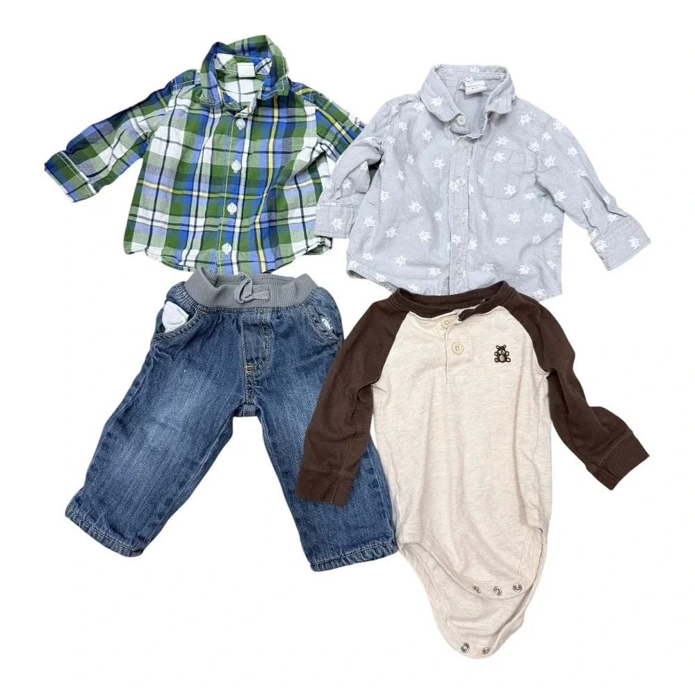 Gymboree Garanimals Old Navy Baby Boy‎ 3-6M Bundle Jeans Bodysuit Plaid Shirts
